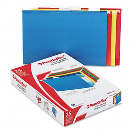Pendaflex 2; Capacity Reinforced Hanging File Folders- Kraft- Legal- Assorted- 25/Box PE31827